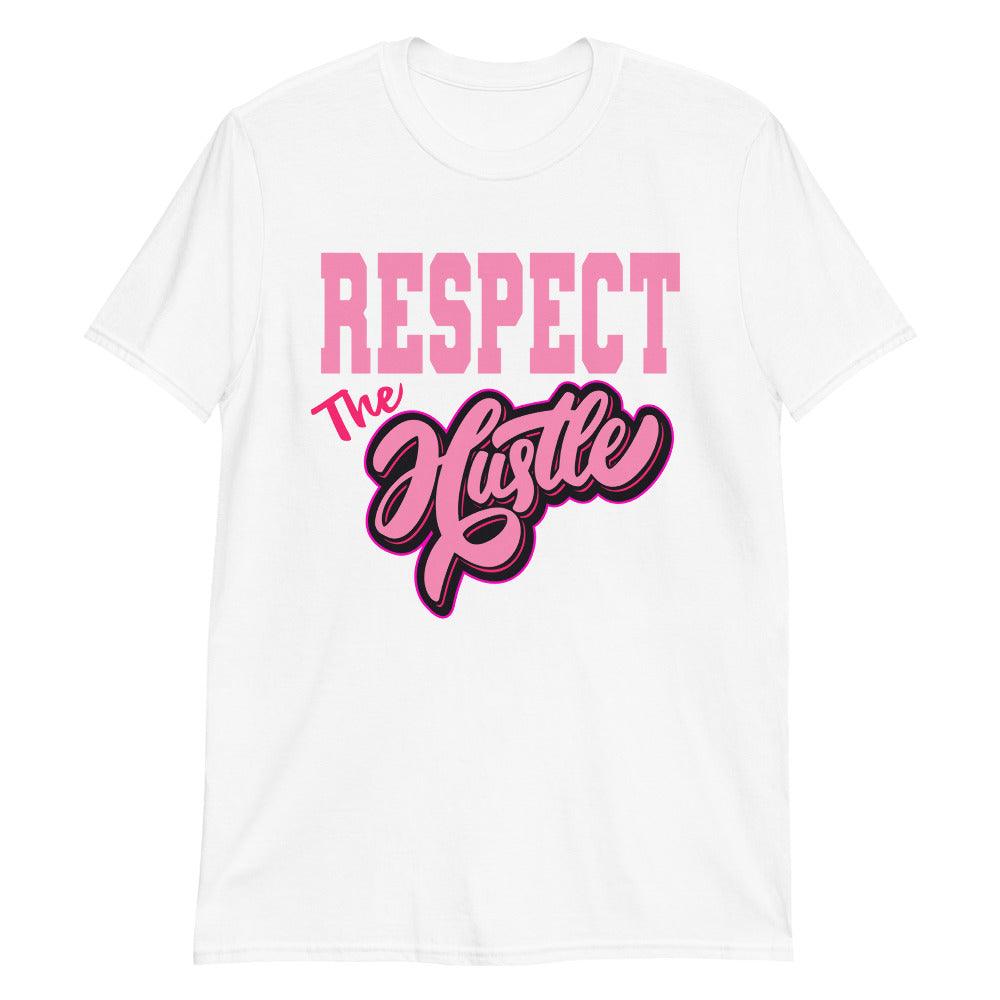 White Respect The Hustle Shirt AJ 14s Low Shocking Pink photo