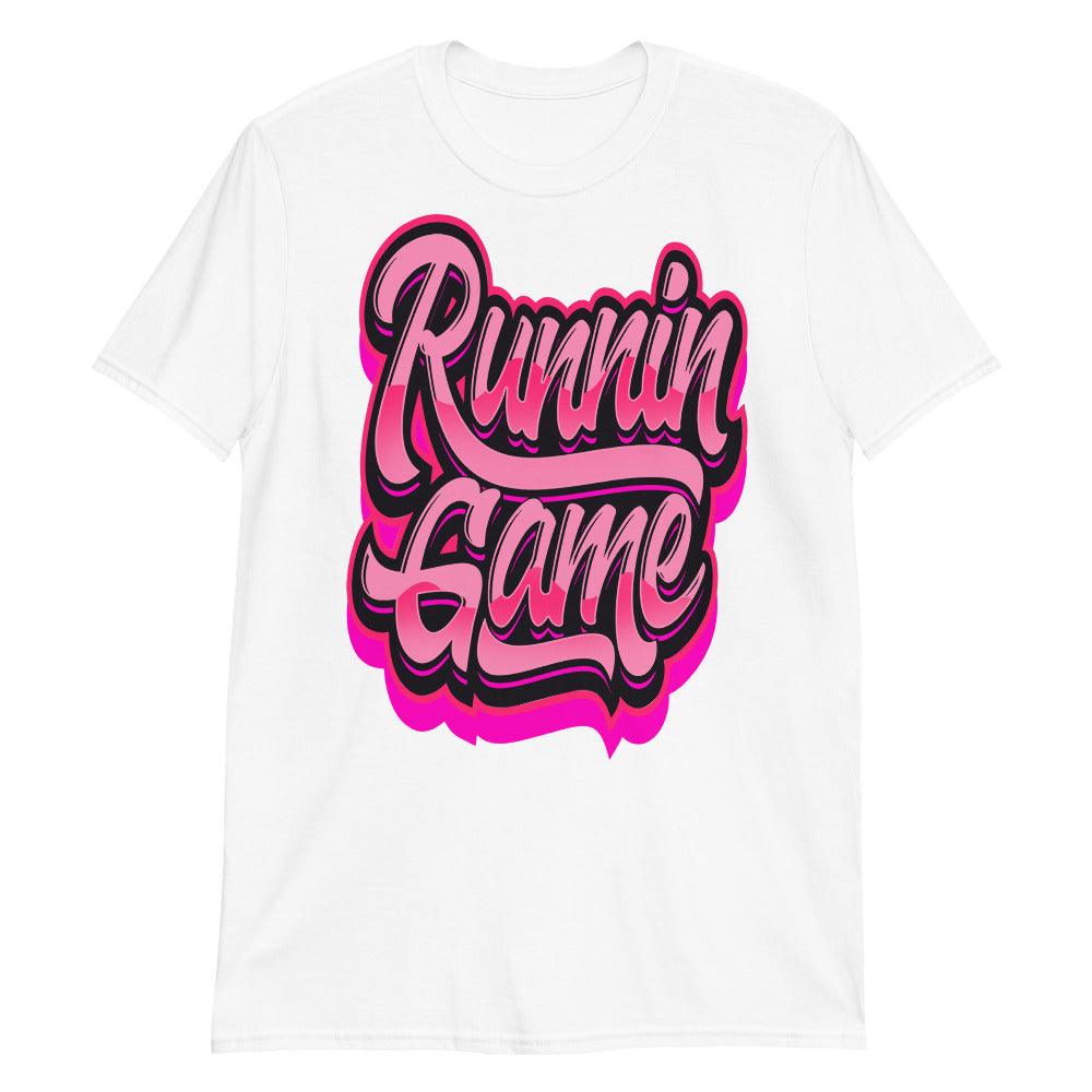 White Runnin Game Shirt AJ 14s Low Shocking Pink photo