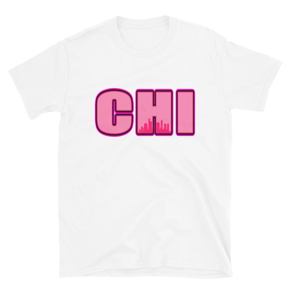 White Chicago Shirt AJ 14s Low Shocking Pink photo