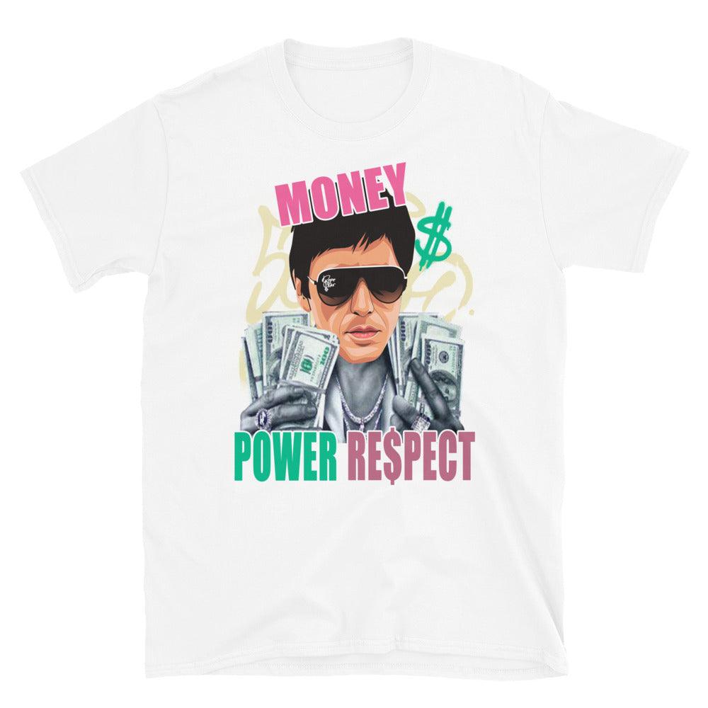 White Tony Montana Shirt AJ 1s Mid Paint Drip GS photo