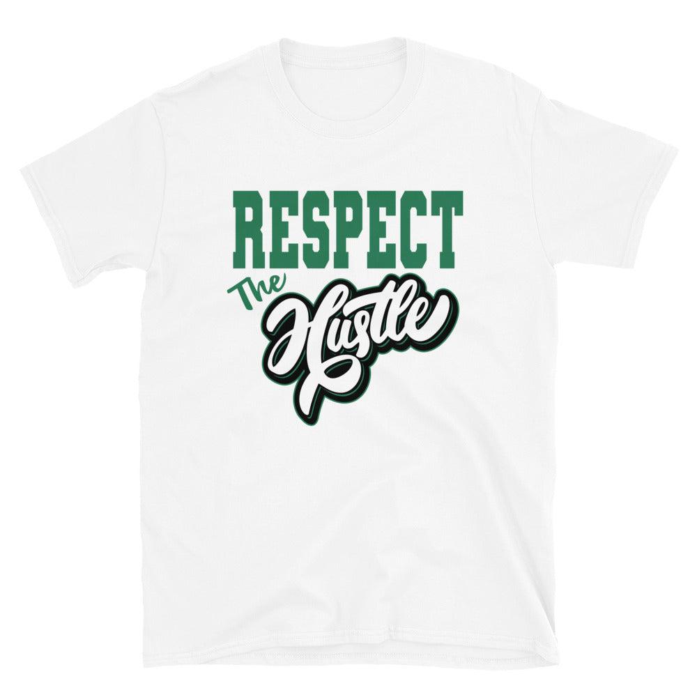 White Respect The Hustle Shirt AJ 13s Lucky Green photo