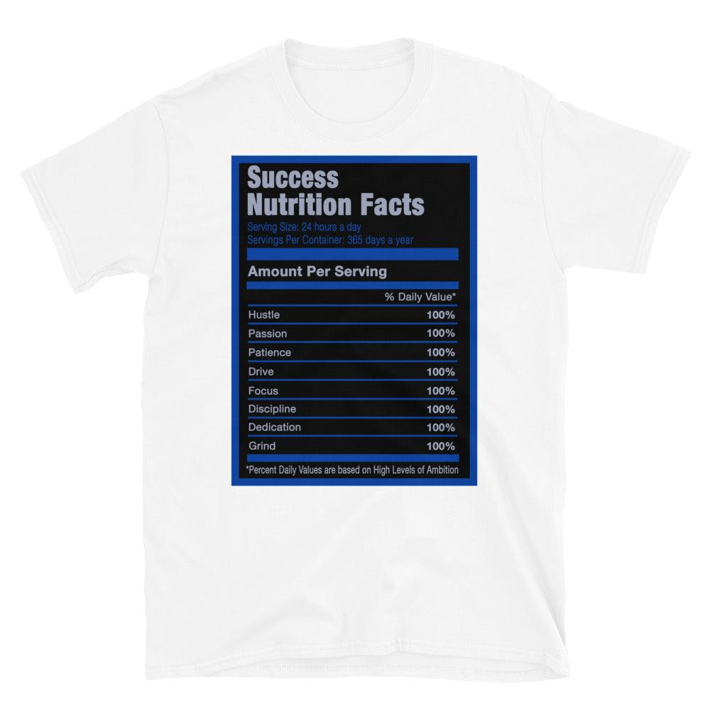 White Success Nutrition Facts Shirt AJ 5 Racer Blue Shirt photo