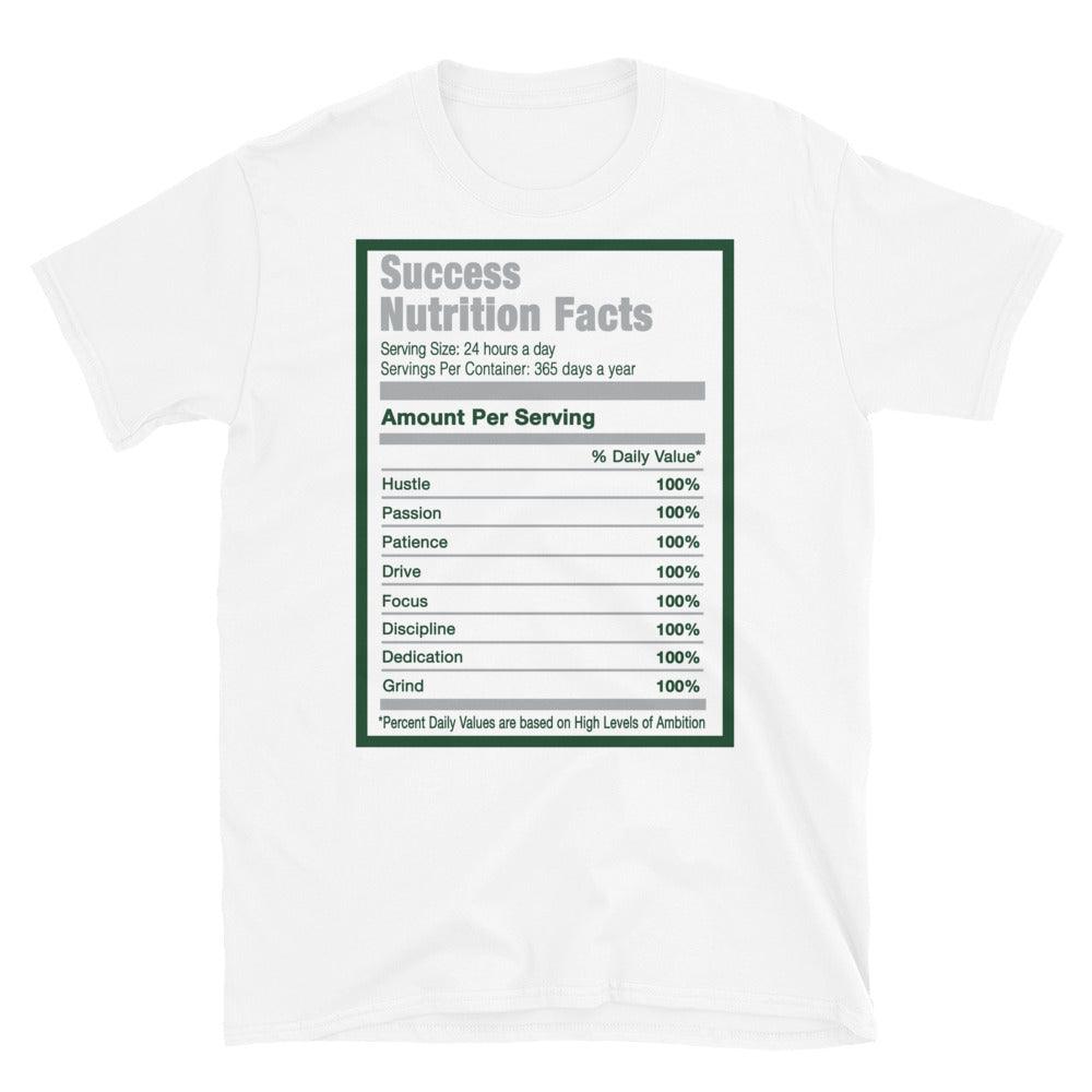 White Success Nutrition Facts Shirt AJ 1 Retro High OG Gorge Green photo