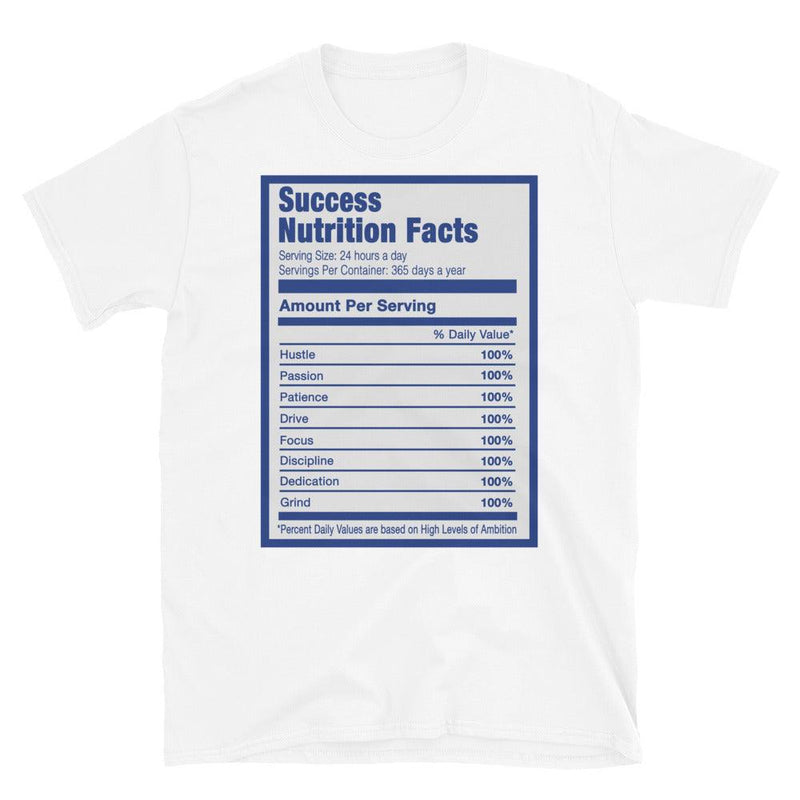 White Success Nutrition Facts Shirt Nike Dunk High Game Royal photo