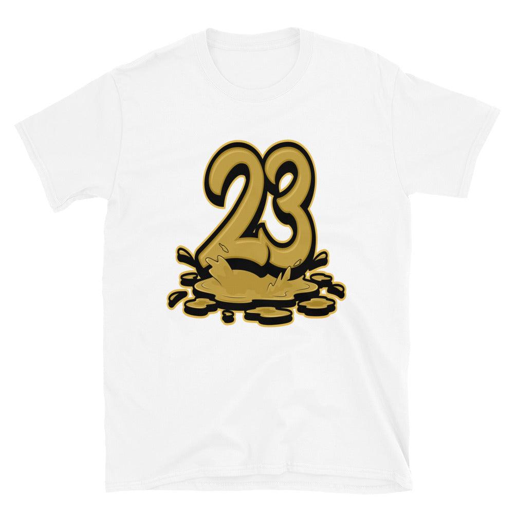 White 23 Melting Shirt AJ 1 Retro High OG Black Metallic Gold photo