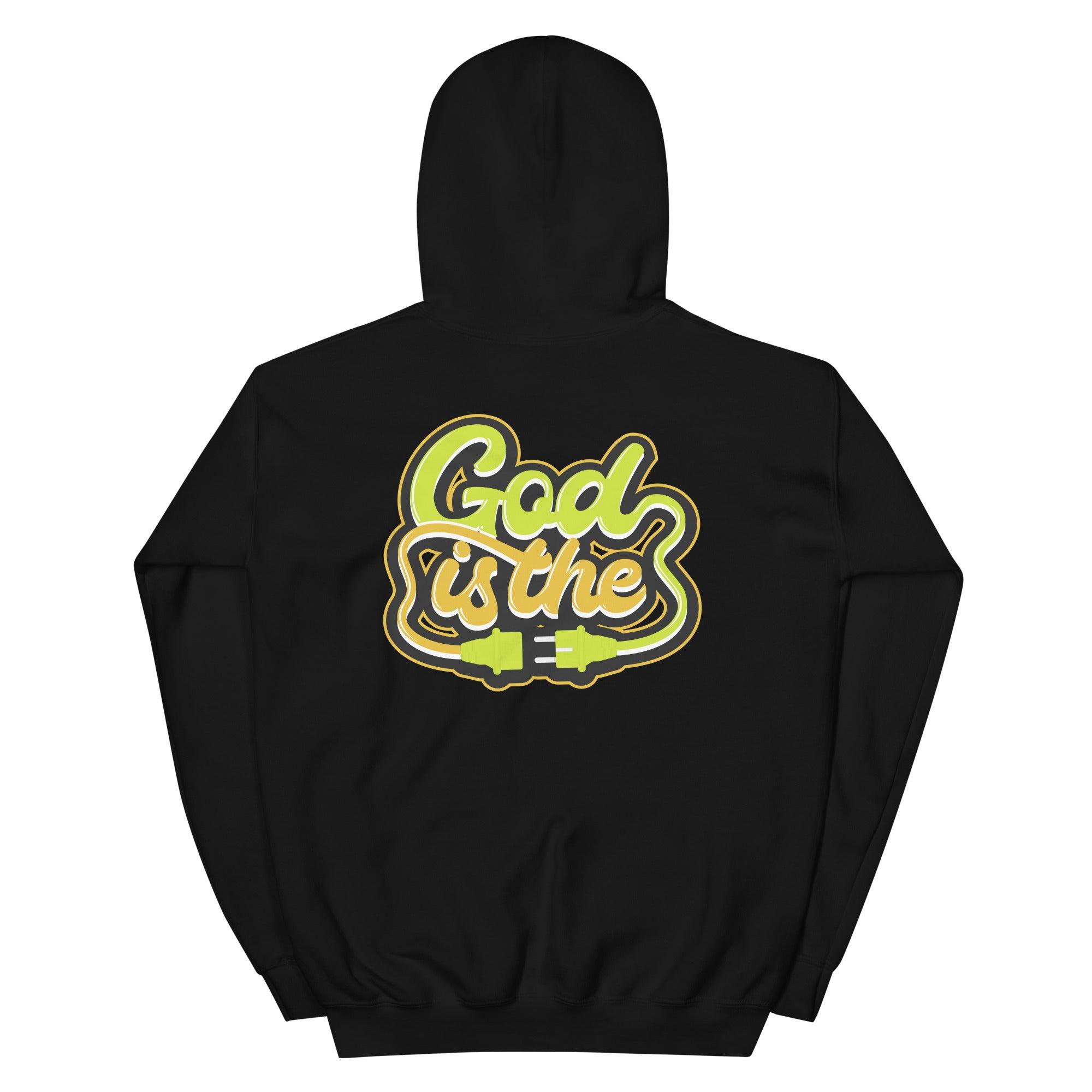 God Is The Plug Hoodie AJ 1s Retro High OG Volt Gold Sneakers photo