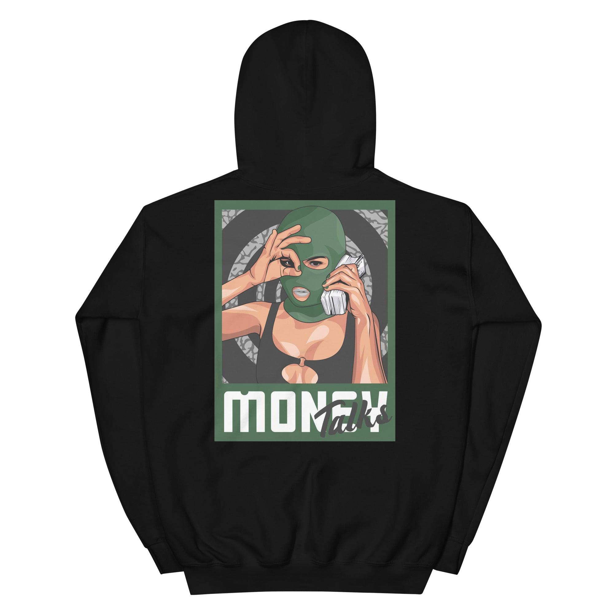 Black Money Talks Hoodie Jordan 3s Pine Green photo