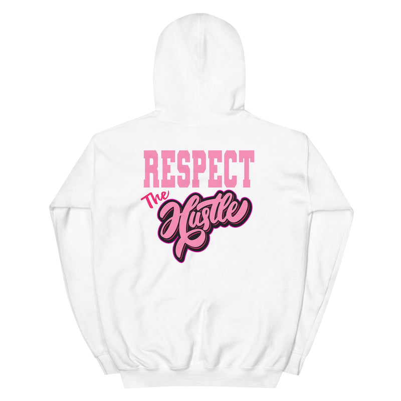 White Respect The Hustle Hoodie AJ 14s Low Shocking Pink photo