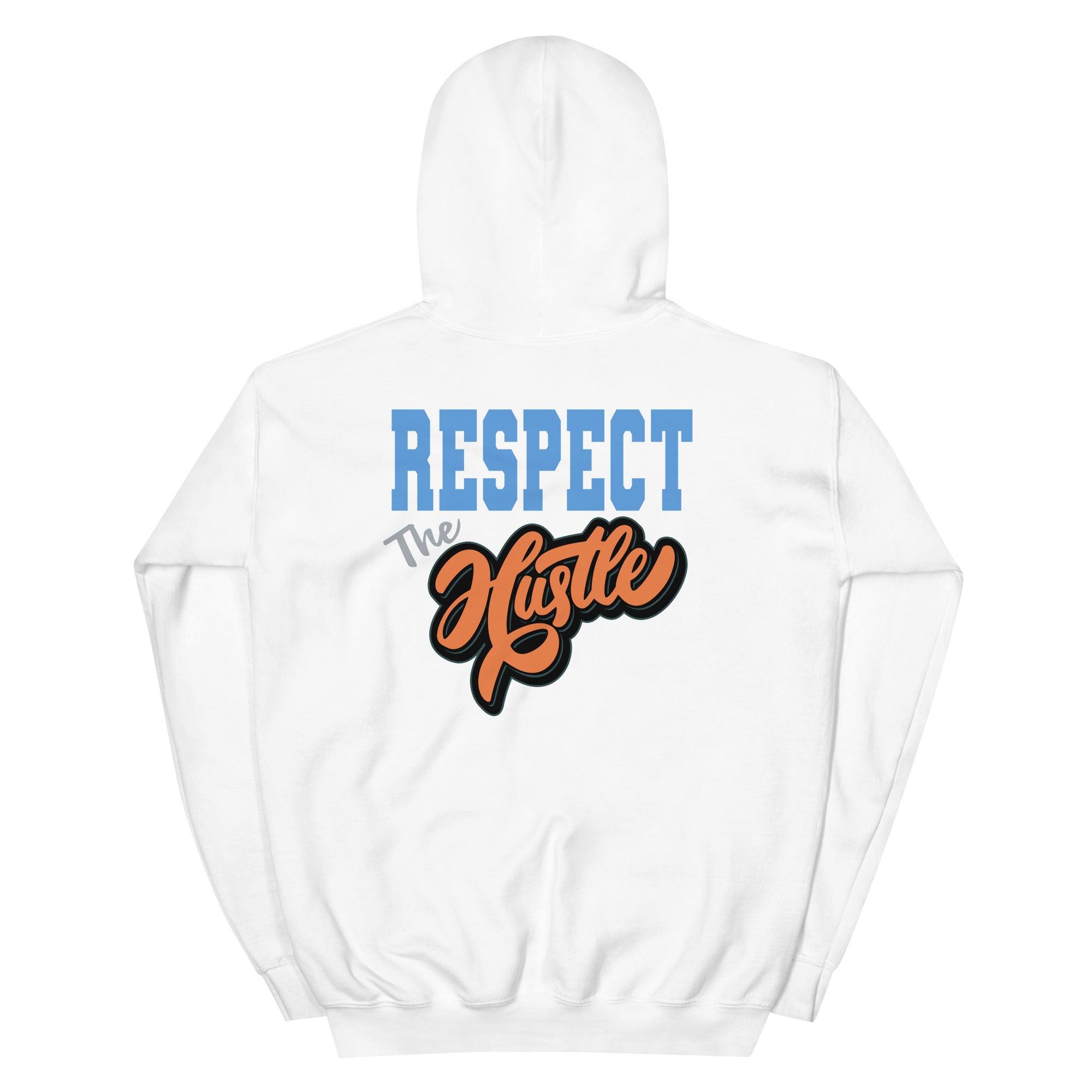 White Respect The Hustle Hoodie Yeezy Boost 700s Bright Blue photo
