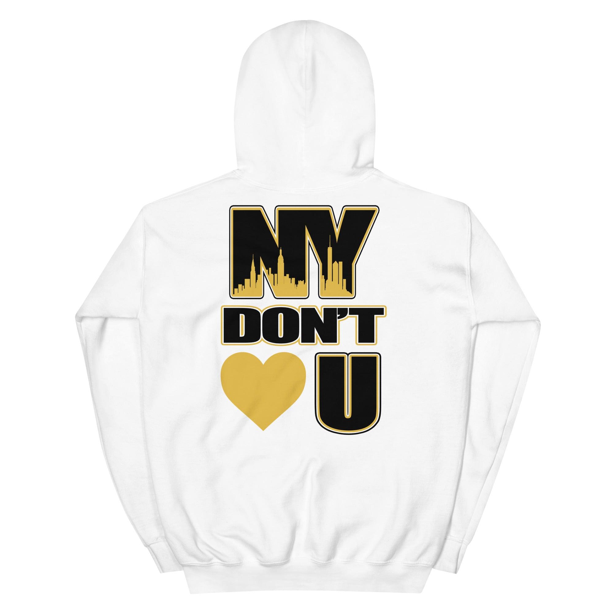 White NY Don't Love You Hoodie Nike Dunk Low Goldenrod photo 