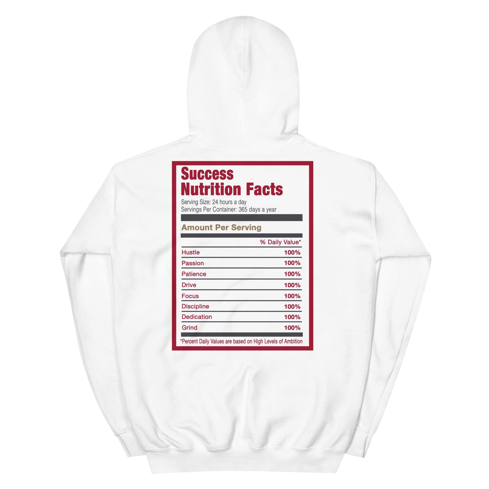 White Success Nutrition Facts Hoodie AJ 13 Red Flint photo