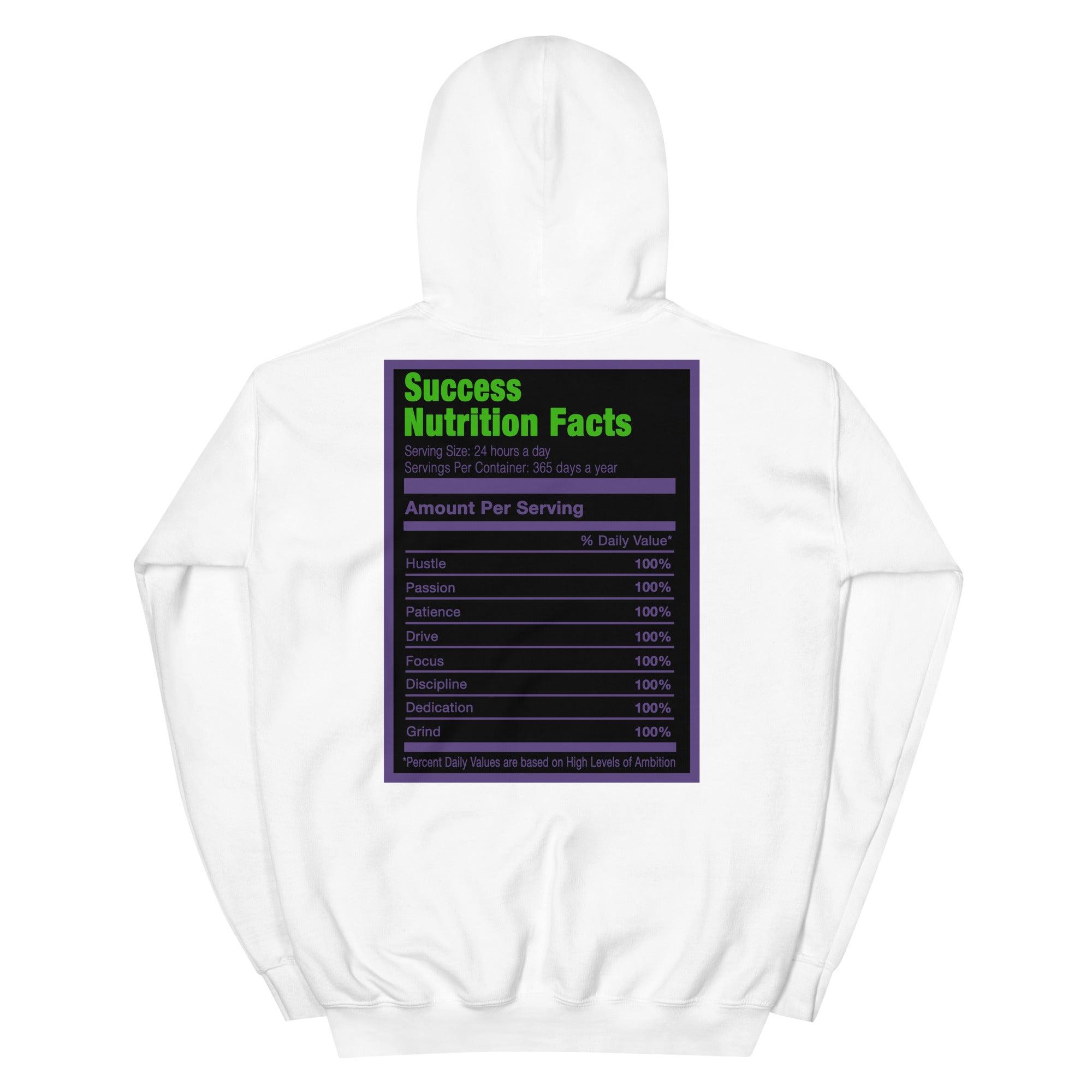 White Success Nutrition Facts Hoodie AJ 13 Court Purple photo