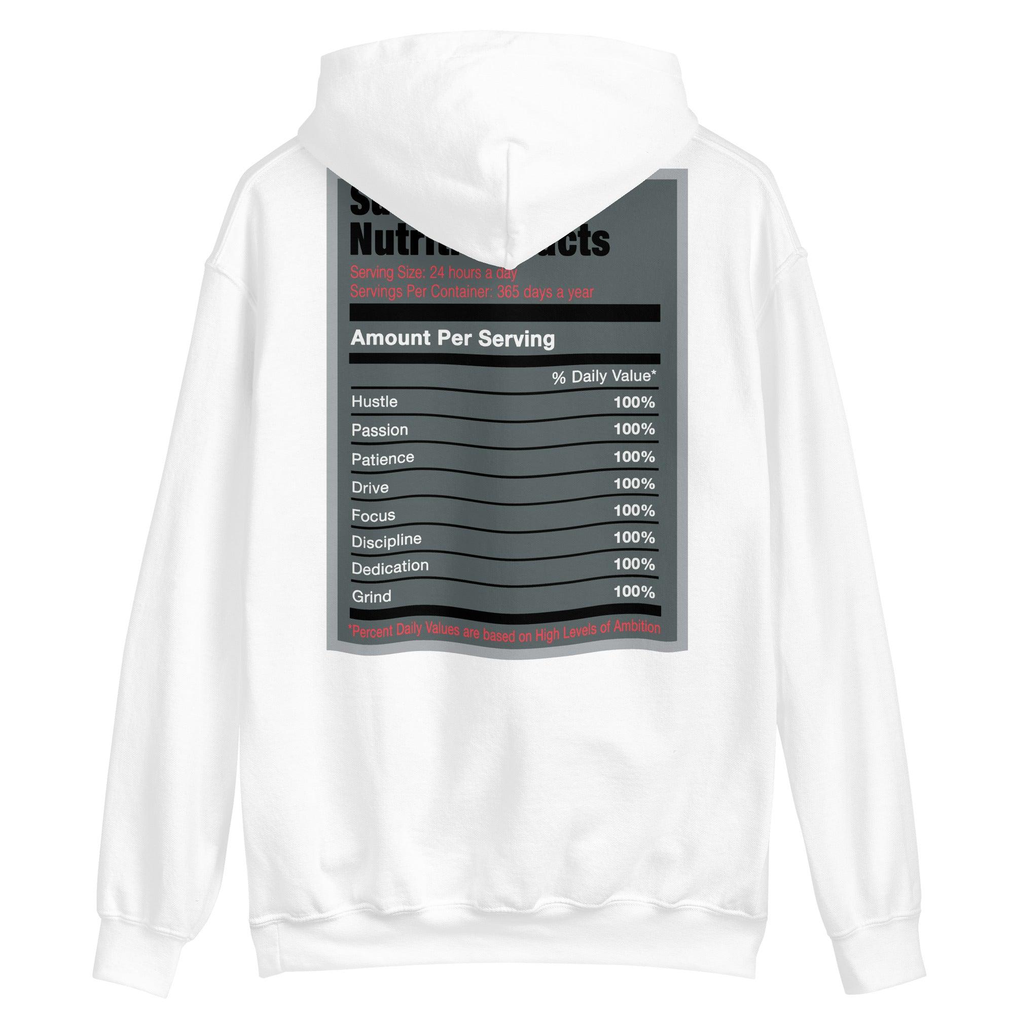 White Success Nutrition Facts Hoodie AJ 4s Infrared photo