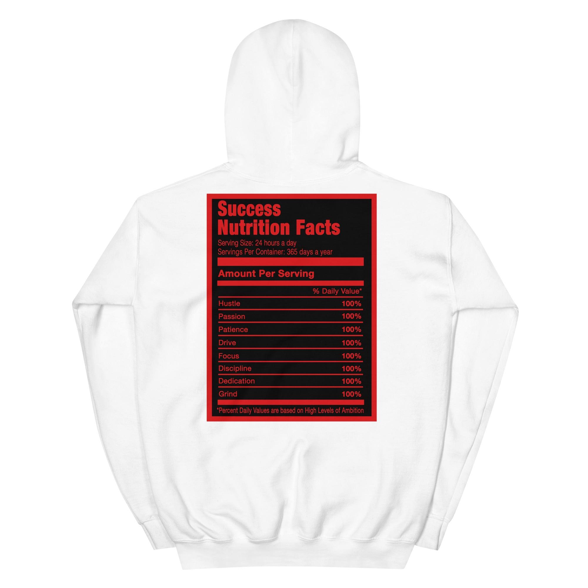 White Success Nutrition Facts Hoodie AJ 9 Retro Chile Red photo