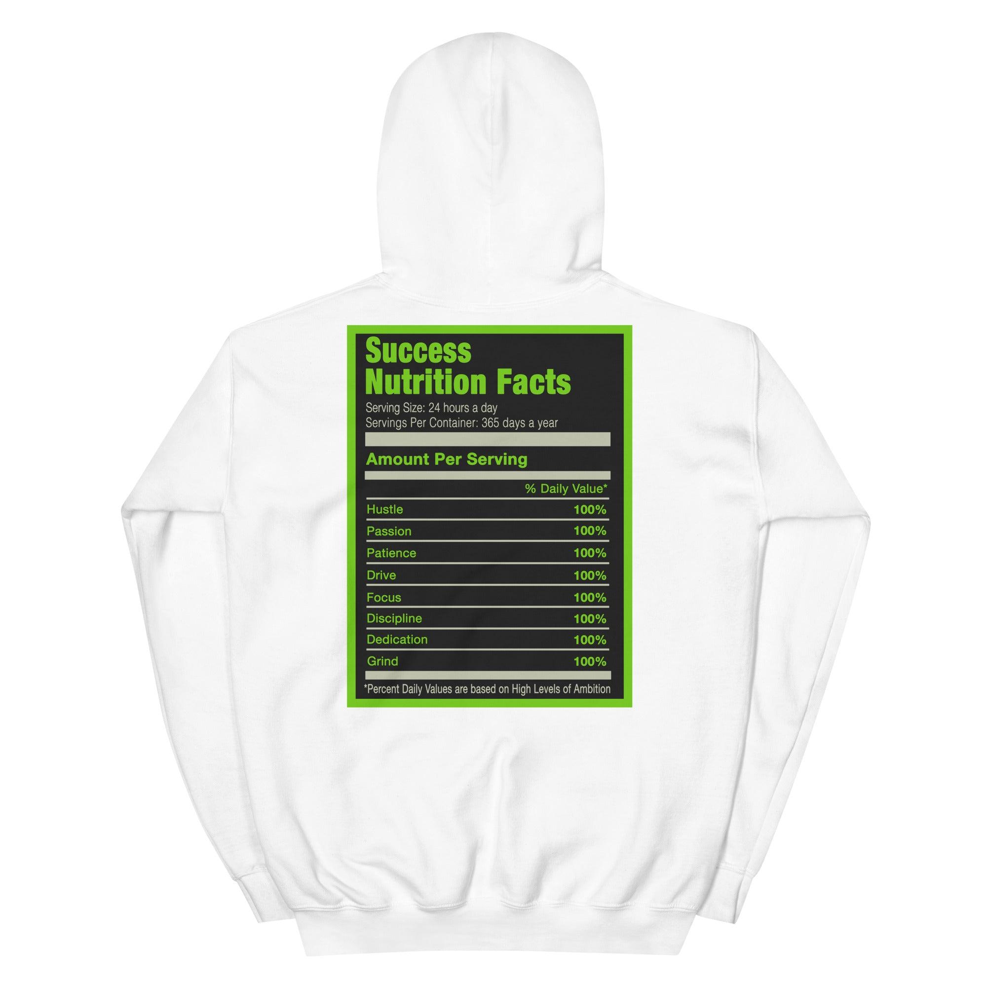 White Success Nutrition Facts Hoodie AJ 6 Retro Electric Green photo