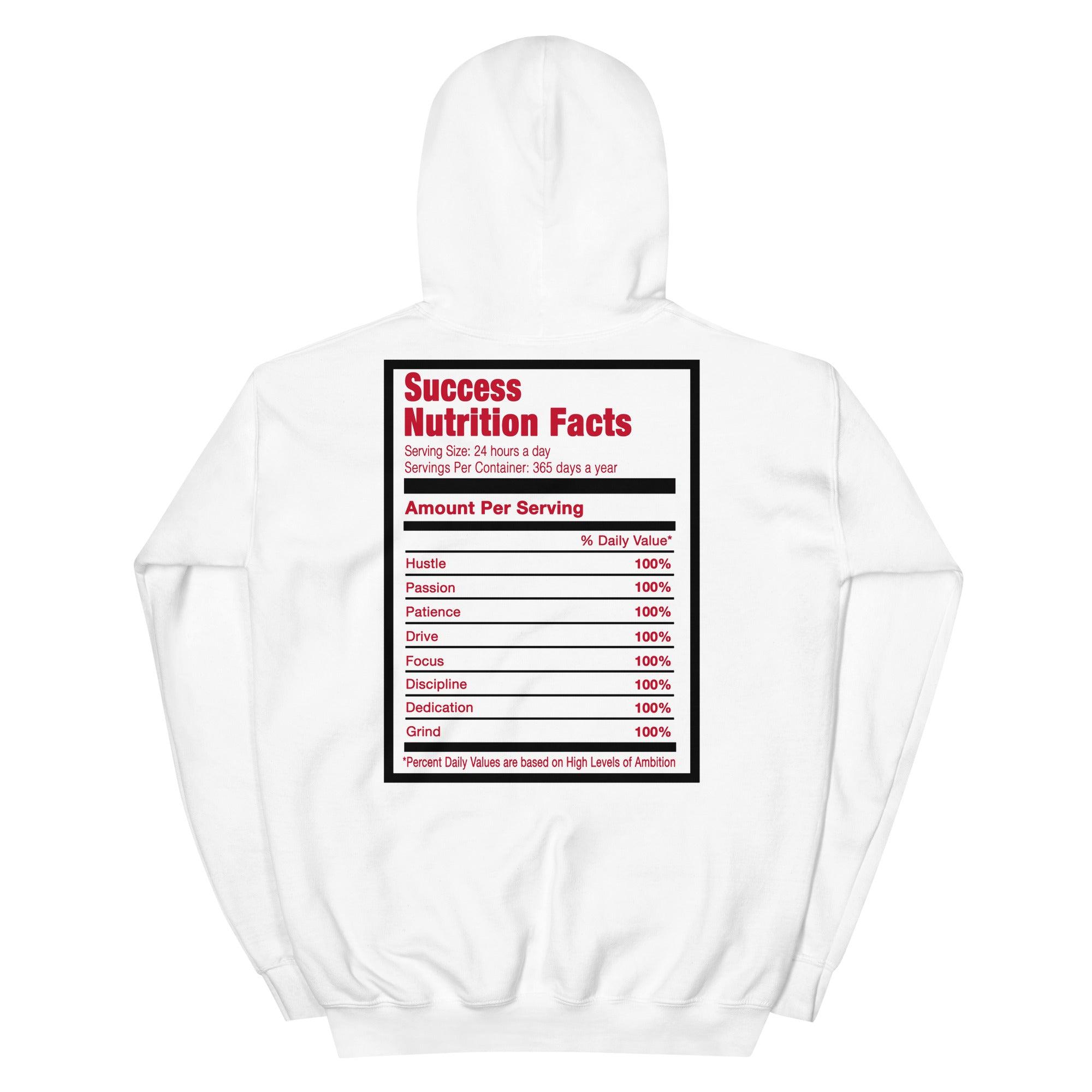 White Success Nutrition Facts Hoodie AJ 4 Fire Red photo