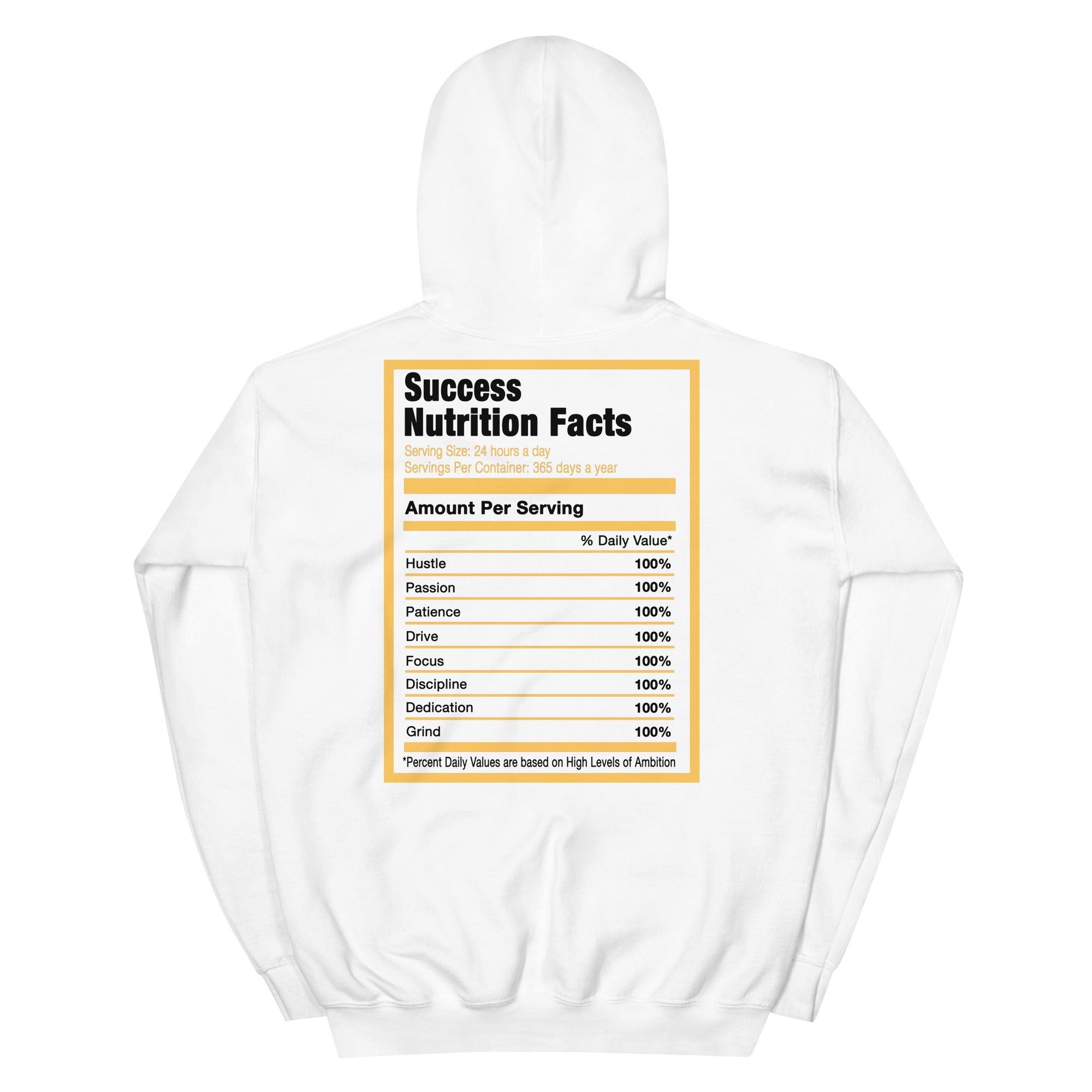 White Success Nutrition Facts Hoodie AJ 1 Mid Taxi photo