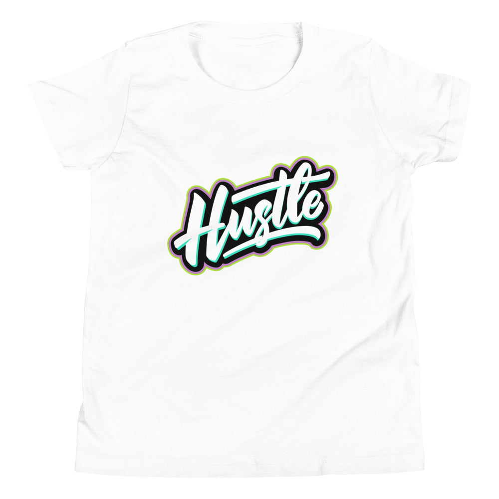 kids white Hustle Shirt AJ 1s Mid White Black Volt Green photo