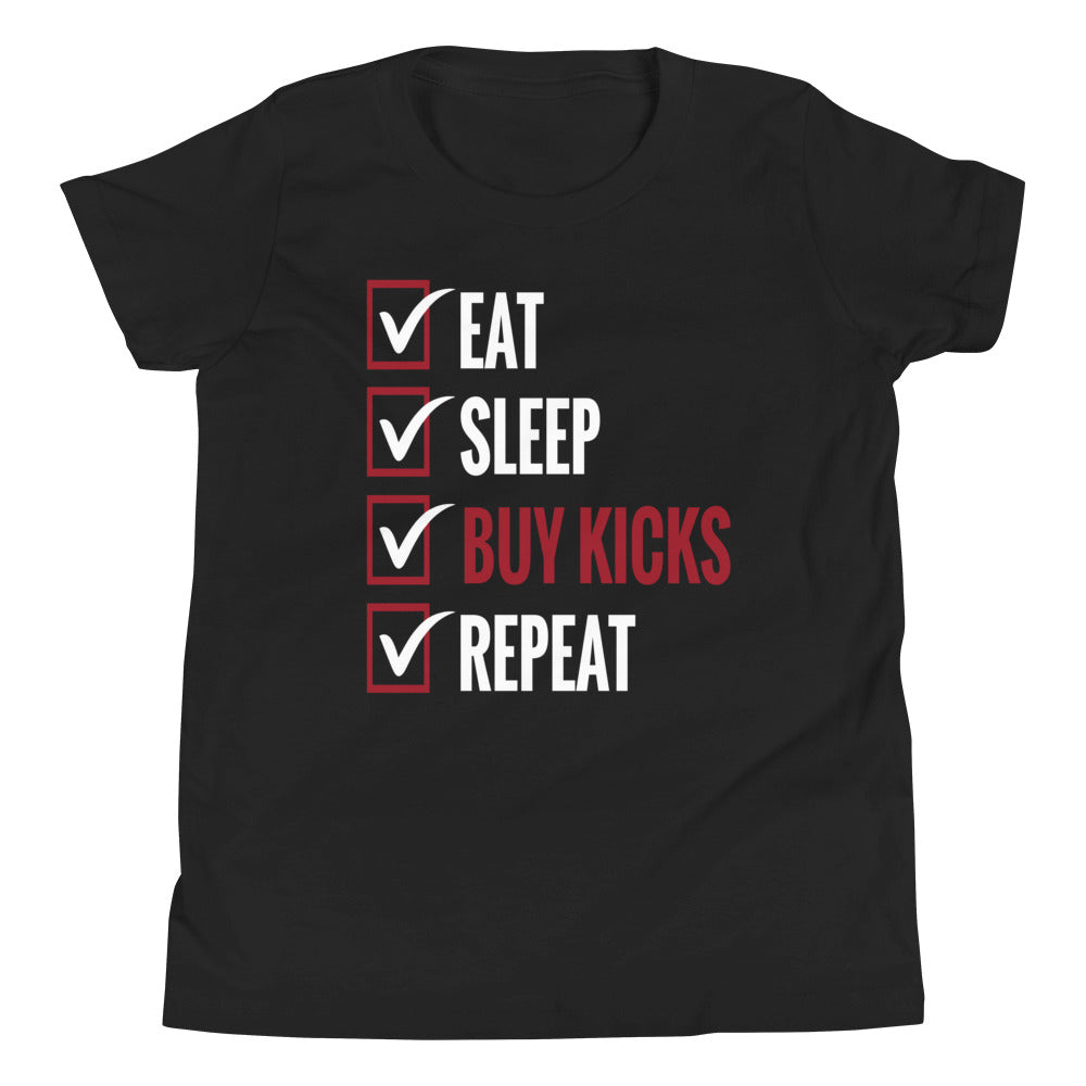 Eat Sleep Kicks Shirt AJ 1 Mid Gym Red Black White photo