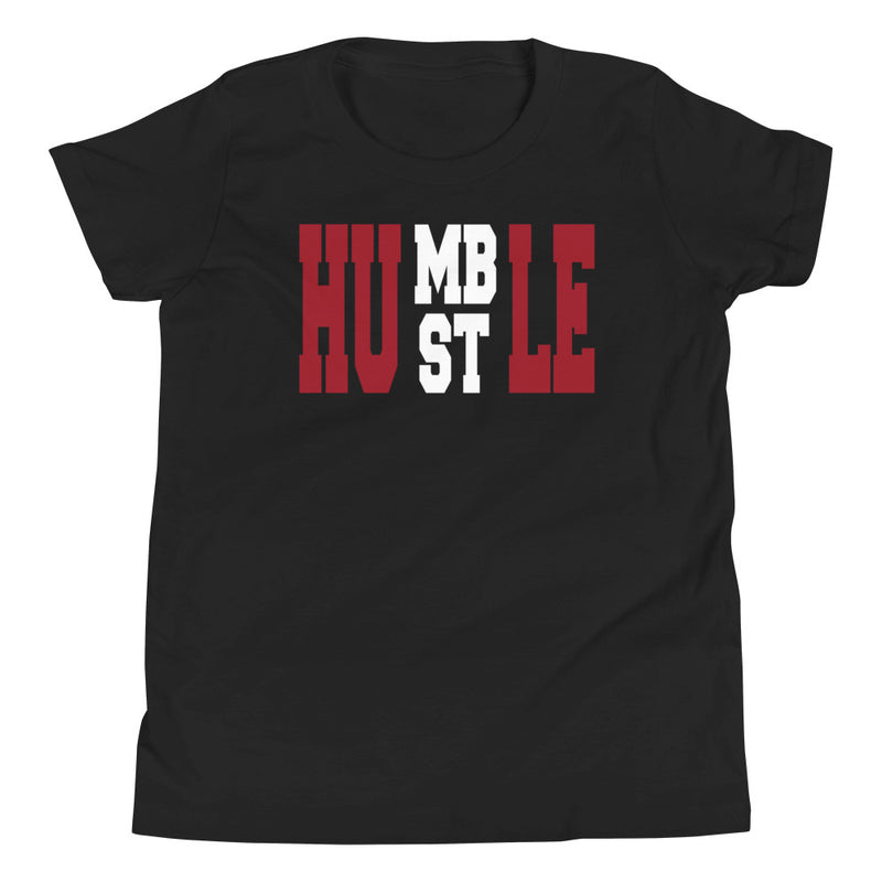 kids Humble Hustle Shirt Air Jordan 1 Mid Gym Red Black White photo