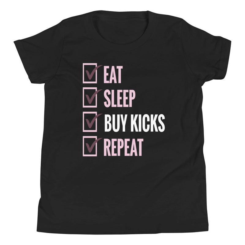 kids black Eat Sleep Kicks Shirt Nike Dunks Low Pink Red White photo
