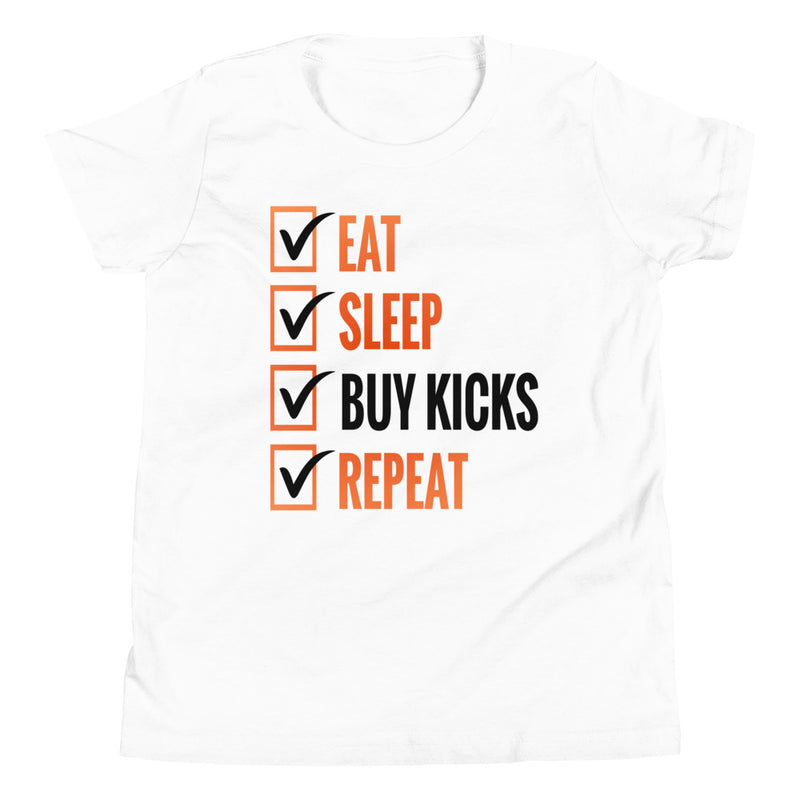kids white Eat Sleep Kicks Shirt AJ 1s Mid Metallic Orange photo