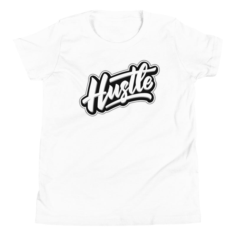 youth Hustle Shirt AJ 1 Low Black White Grey Sneakers photo
