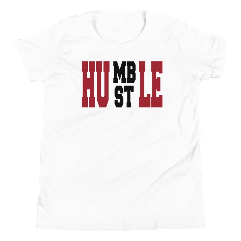 youth Humble Hustle Shirt Air Jordan 1 Mid Gym Red Black White photo