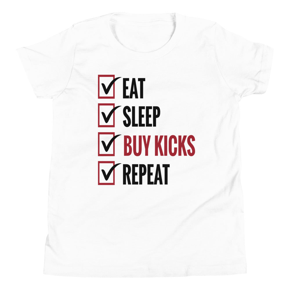 Eat Sleep Kicks Shirt AJ 1 Mid Gym Red Black White Sneakers photo