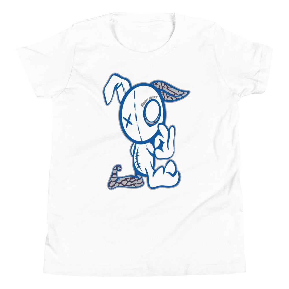 youth white Rugged Rabbit Shirt AJ 3s Retro Racer Blue photo