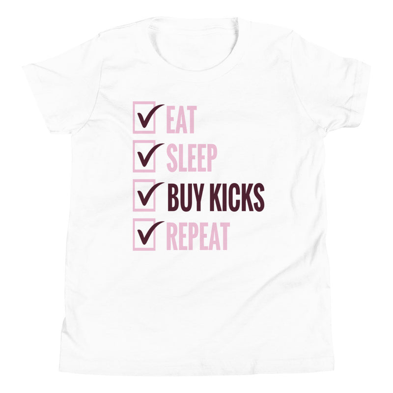 kids Eat Sleep Kicks Shirt Nike Dunks Low Pink Red White photo